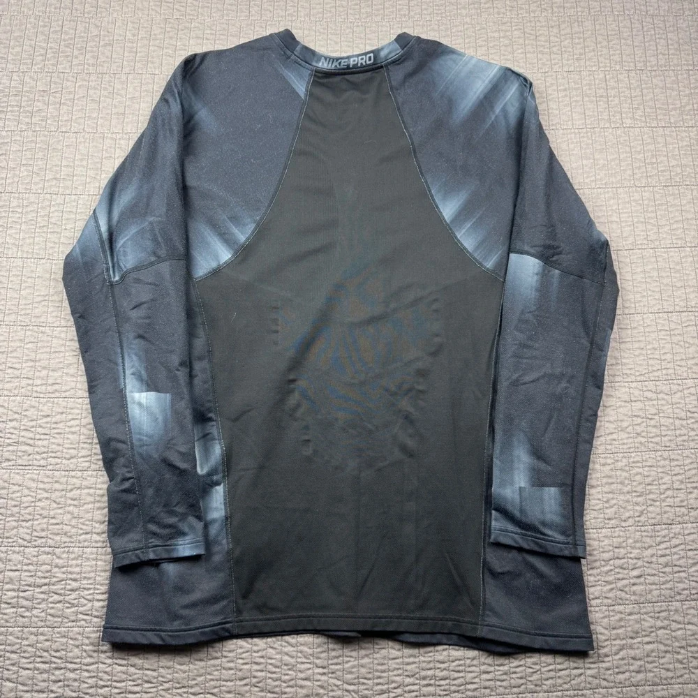 Nike Pro Hyperwarm Mens 2XL Fitted Long Sleeve Training Top Shirt Black Grey